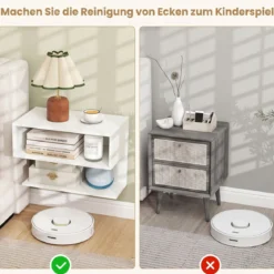Wandmontierter Nachttisch Hängender Nachtschrank aus Holz mit 2 Offenen Fächern Weiß