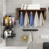 Wandregal KleiderhakenleisteWandgarderobe mit 5 Haken & Ablage 61 x 8 x 25,5 cm Braun