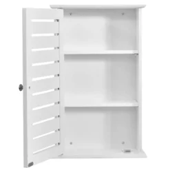 Wandschrank aus Holz mit 3 Verstellbaren Regalen & Türen & Magnetfuß für Badezimmer