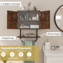 Wandschrank für Badezimmer Wandmontierbarer Medizinschrank 43 x 20 x 53 cm Kaffee