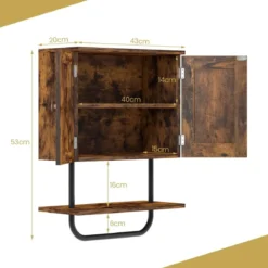 Wandschrank für Badezimmer Wandmontierbarer Medizinschrank 43 x 20 x 53 cm Kaffee