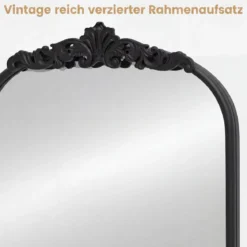 Wandspiegel Goldener Traditioneller Vintage-Barockspiegel Antiker Bogenspiegel 90 cm x 61 cm Schwarz