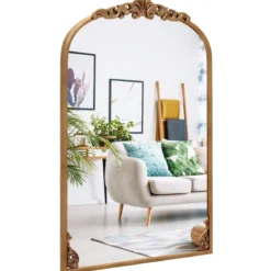 Wandspiegel Goldener traditioneller Vintage-Barockspiegel mit Metallrahmen antiker Bogenspiegel 90 cm x 61 cm