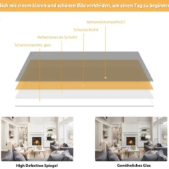 Wandspiegel Türspiegel Ganzkörperspiegel mit Höhenverstellbaren Hängehaken Schwarz