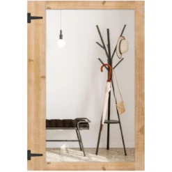 Wandspiegel zum Aufhängen mit Holzrahmen & Metallhaken Hängespiegel Holzspiegel