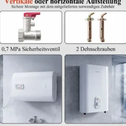 Warmwasserspeicher 25 L mit Doppelbehälter 1300 w und 2000 w Heizmodus 30 - 75 ℃