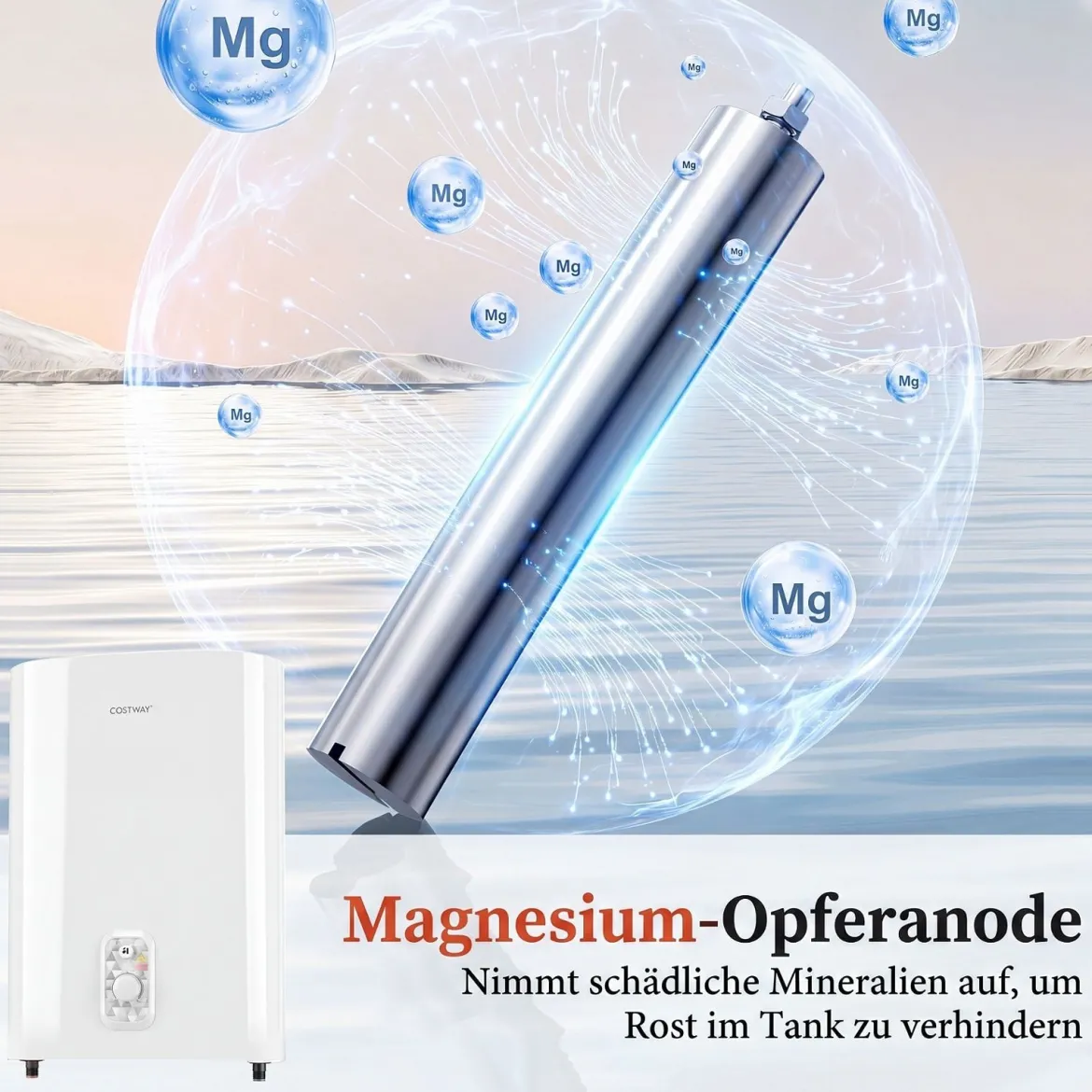Warmwasserspeicher 25 L mit Doppelbehälter 1300 w und 2000 w Heizmodus 30 - 75 ℃