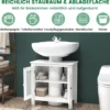 Waschbeckenunterschrank Badezimmerschrank mit 2 Türen Rattantür Weiß 60 x 30 x 60 cm