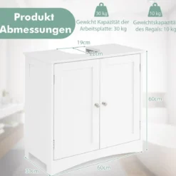 Waschbeckenunterschrank Badezimmerschrank mit 2 Türen U förmige Beine Weiß 60 x 30 x 60 cm