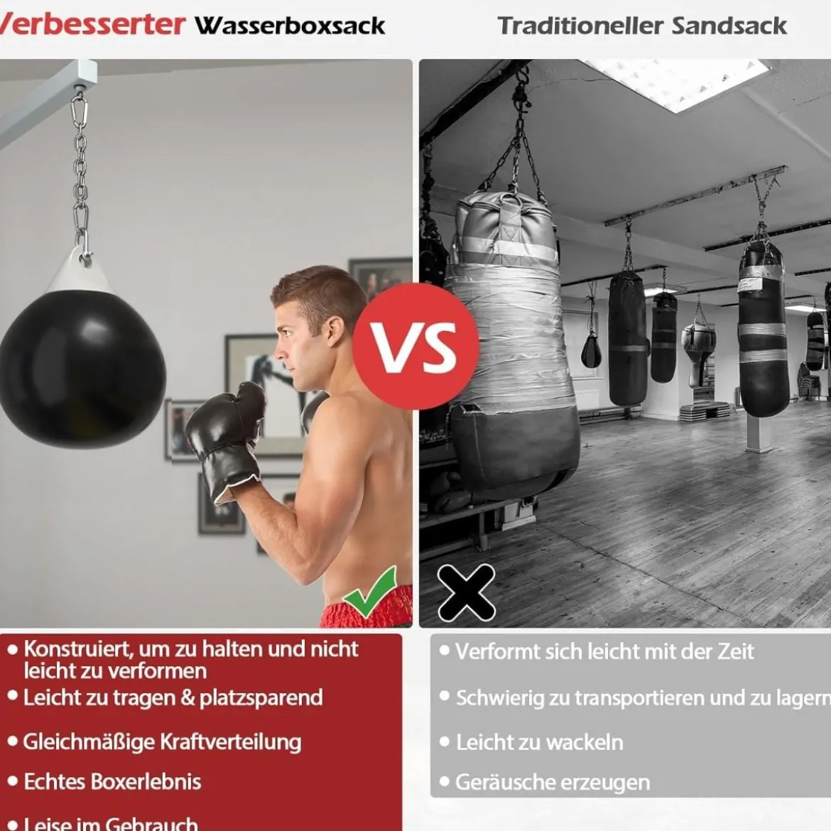 Wasser-Boxsack mit Einfüllrohr & Metallkette Hängender Punchingball Wasserboxsack Boxsack