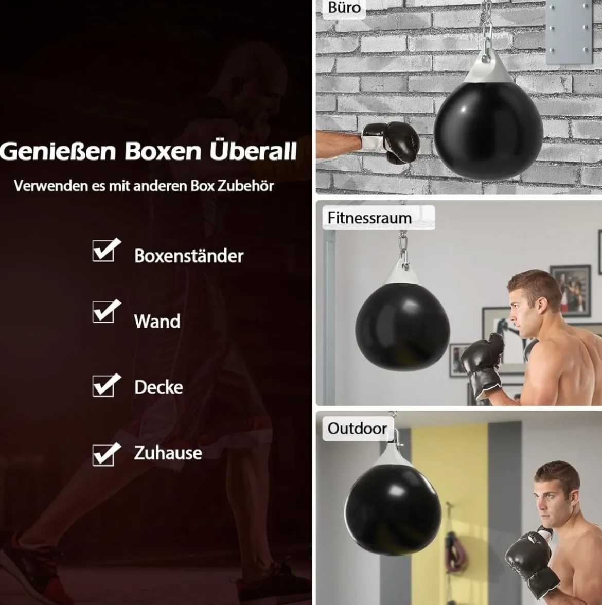 Wasser-Boxsack mit Einfüllrohr & Metallkette Hängender Punchingball Wasserboxsack Boxsack