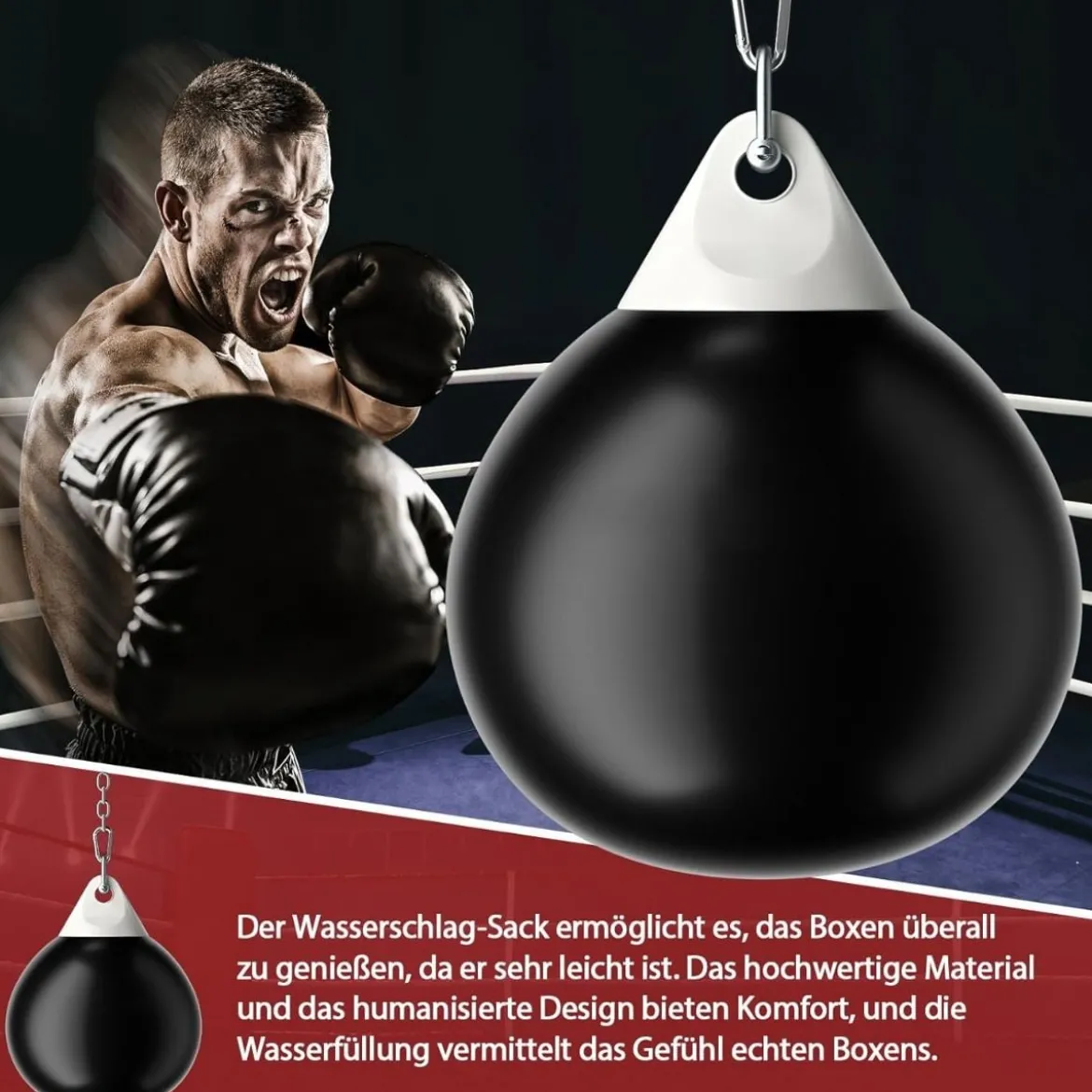 Wasser-Boxsack mit Einfüllrohr & Metallkette Hängender Punchingball Wasserboxsack Boxsack
