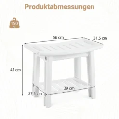 Wasserfester HDPE-Badhocker Duschbank für Badewanne & Badezimmer 150 kg Tragbar Weiß