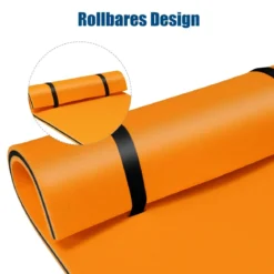 Wasserhängematte Schwimmmatte Schwimmfloß Wasser Bett 220 x 90 x 4 cm Orange+Schwarz
