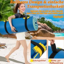 Wasserhängematte Schwimmmatte Schwimmfloß Wasser Bett 220 x 90 x 4 cm Blau