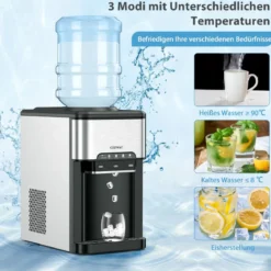 Wasserspender 3-in-1 Arbeitsplatten-Wasserkühler mit 3 Temperatureinstellungen für Heiß / Kalt / Eis Silber