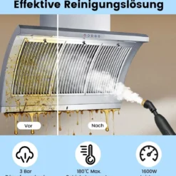 1600W Dampfreiniger Dampfdruck: 3 bar, Aufheizzeit: 15s, Temperatur: bis zu 180℃ Handdampfreiniger