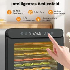600W Dörrautomat mit 7 Edelstahl-Schalen Dörrgerät mit 24H Timer & 30-75℃ 34 x 40,5 x 32 cm