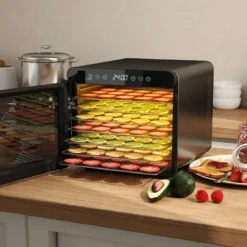 600W Dörrautomat mit 7 Edelstahl-Schalen Dörrgerät mit 24H Timer & 30-75℃ 34 x 40,5 x 32 cm