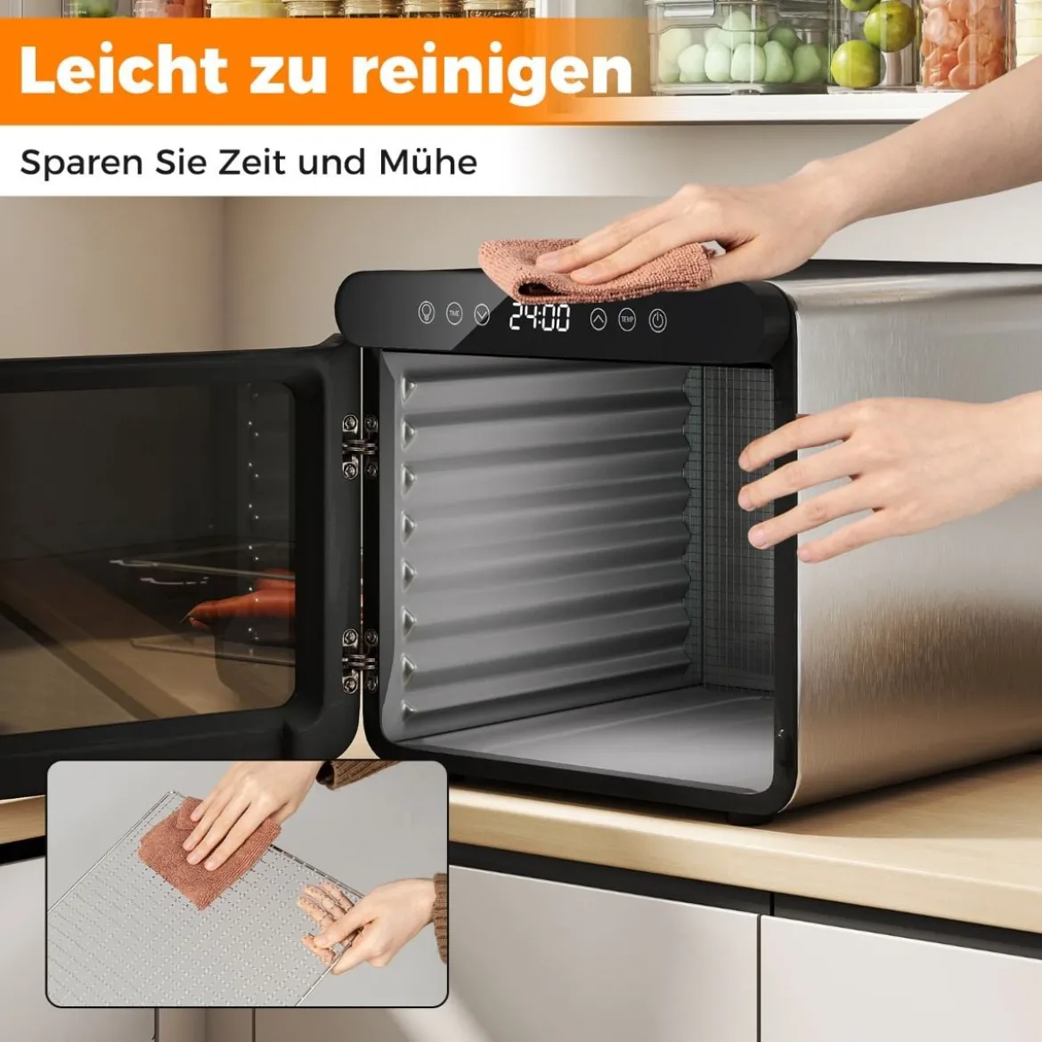 600W Dörrautomat mit 7 Edelstahl-Schalen Dörrgerät mit 24H Timer & 30-75℃ 34 x 40,5 x 32 cm