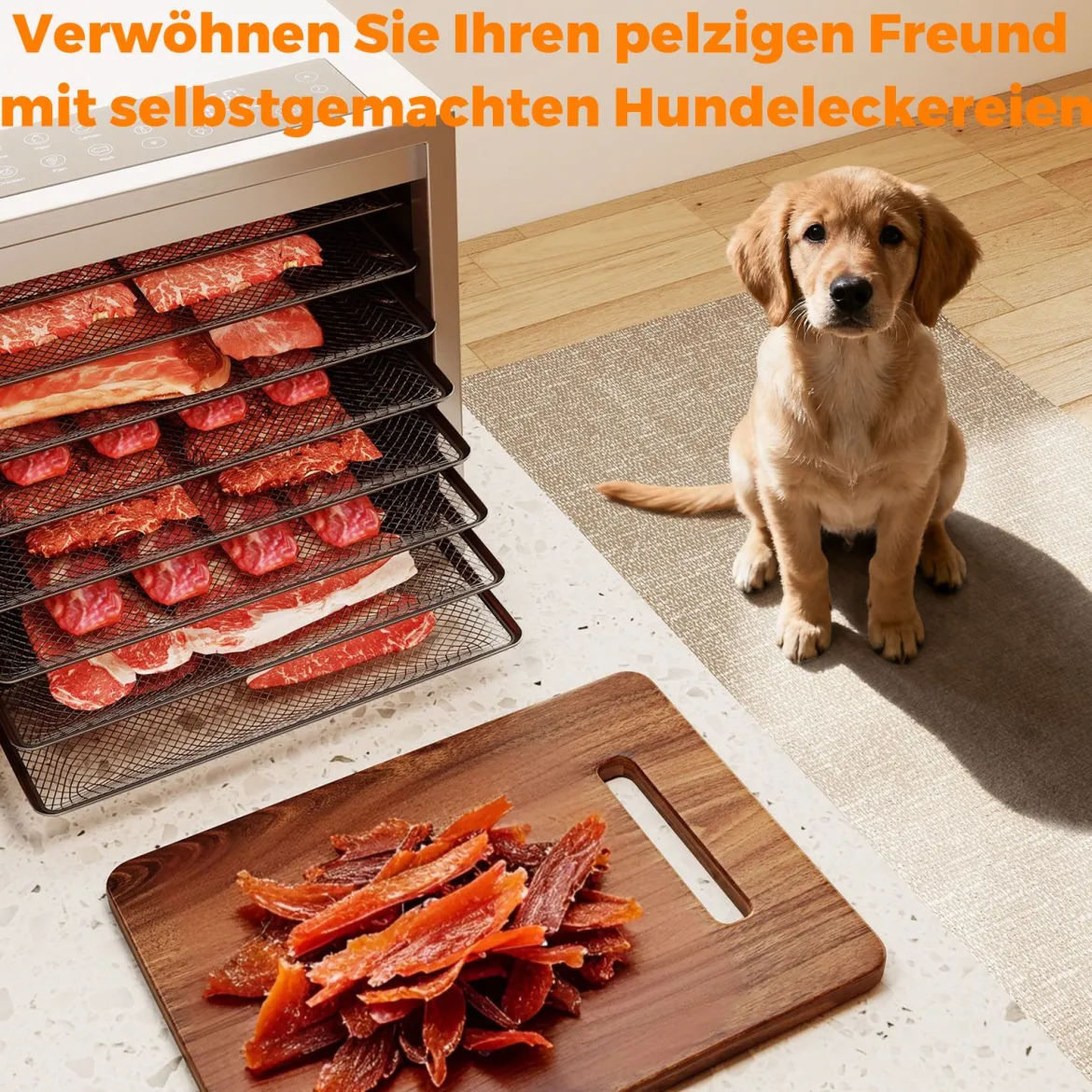 850W Dörrautomat mit 8 Einlegefächer Dörrgerät mit 48H Timer & 35℃-75℃ Temperaturregler Silber