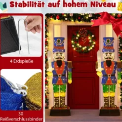 Weihnachten Nussknacker Figur groß beleuchtete Weihnachtsdeko XXL 184 cm