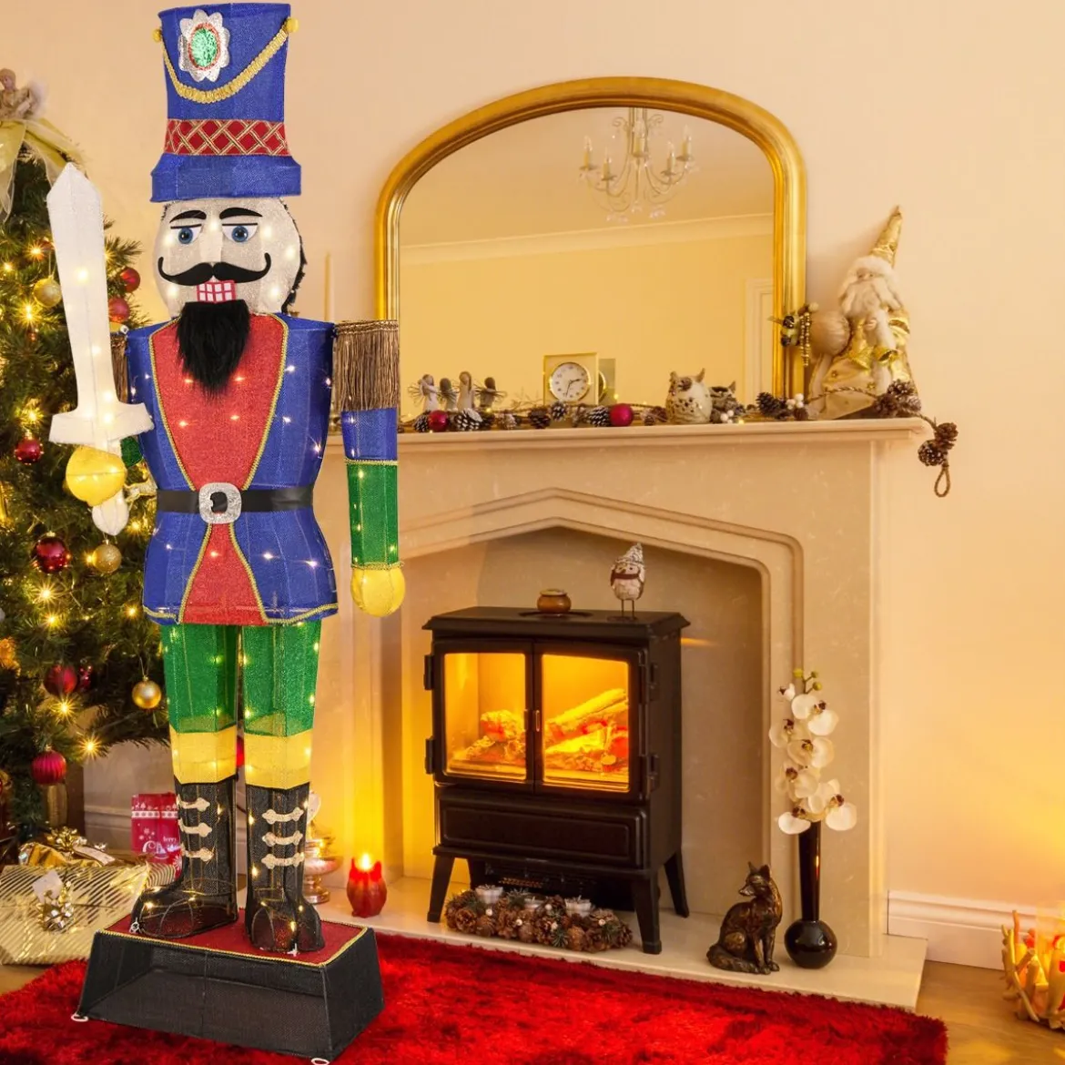 Weihnachten Nussknacker Figur groß beleuchtete Weihnachtsdeko XXL 184 cm