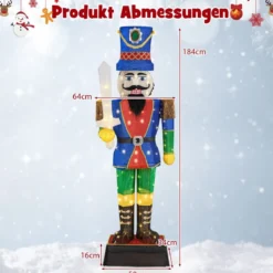 Weihnachten Nussknacker Figur groß beleuchtete Weihnachtsdeko XXL 184 cm