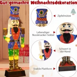 Weihnachten Nussknacker Figur groß beleuchtete Weihnachtsdeko XXL 184 cm
