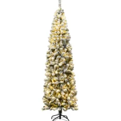 Weihnachtsbaum 225 cm Bleistift Weihnachtsbaum mit Schnee und 350 Warmweißen LED-Leuchten