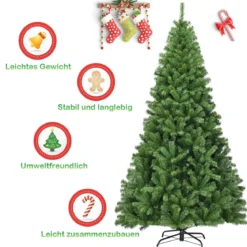 Weihnachtsbaum 225 cm Künstlicher Tannenbaum mit Klappsystem 1346 Spitzen PVC Grün