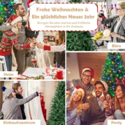 Weihnachtsbaum 215 cm Vorbeleuchteter Klappbarer Kunstbaum mit LED-Leuchten Grün