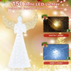 Weihnachtsengel beleuchtet groß Weihnachtsdeko mit 150 LED-Lichtern