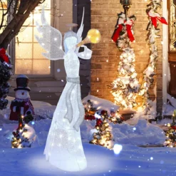 Weihnachtsengel beleuchtet groß Weihnachtsdeko mit 100 LED-Lichtern