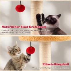 Weihnachts-Kratzbaum mit Schlafplatz 80 cm moderner Katzenbaum mit Sisal-Kratzpfosten