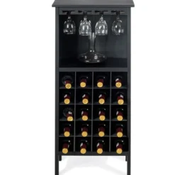Weinregal aus Holz Flaschenregal Weinständer Holzregal Weinschrank Kolonialstil Schwarz