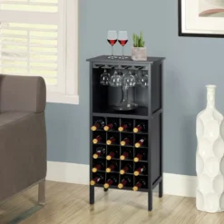 Weinregal aus Holz Flaschenregal Weinständer Holzregal Weinschrank Kolonialstil Schwarz