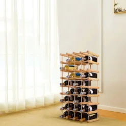 Weinregal aus Holz Flaschenregal Weinständer 40 Flaschen Holzregal Weinschrank