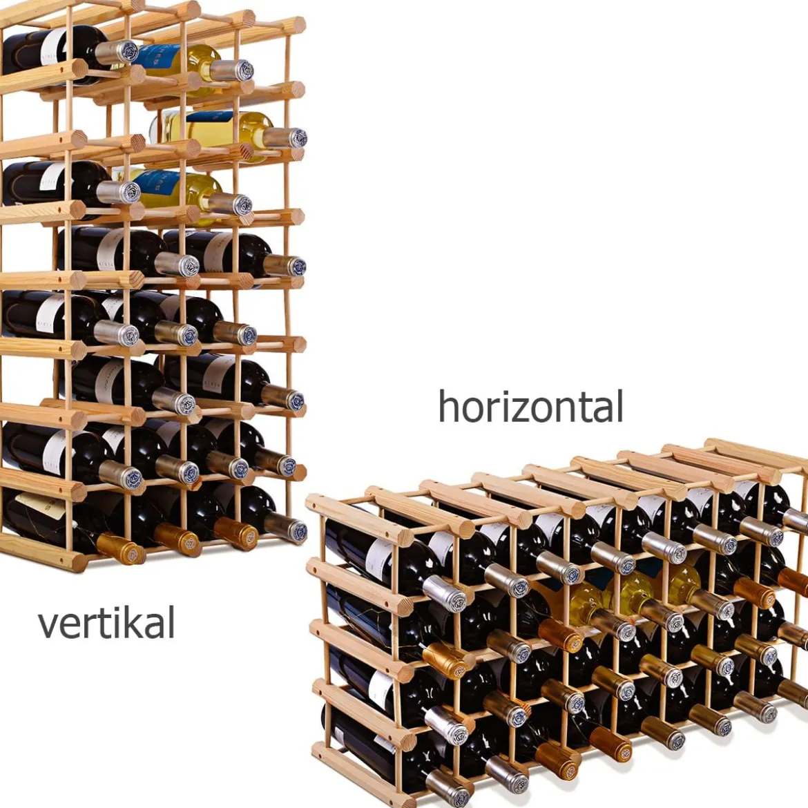 Weinregal aus Holz Flaschenregal Weinständer 40 Flaschen Holzregal Weinschrank