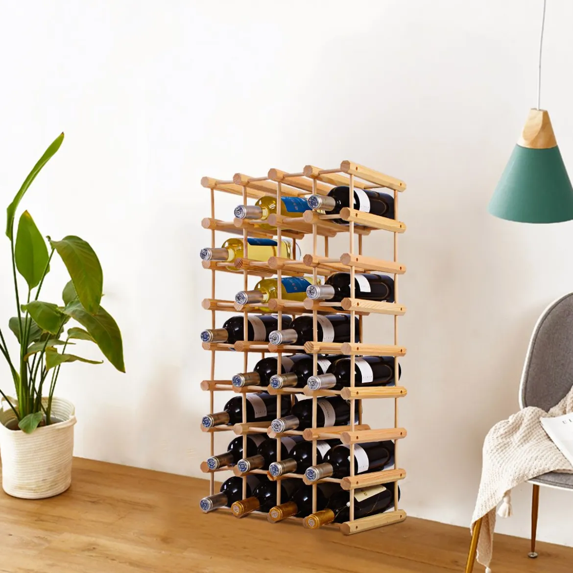 Weinregal aus Holz Flaschenregal Weinständer 40 Flaschen Holzregal Weinschrank