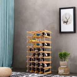 Weinregal aus Holz Flaschenregal Weinständer 40 Flaschen Holzregal Weinschrank