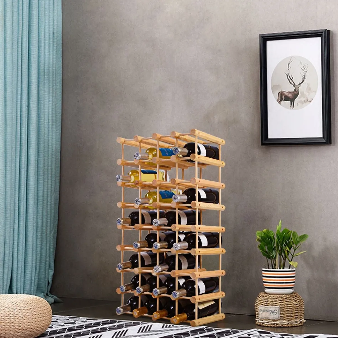 Weinregal aus Holz Flaschenregal Weinständer 40 Flaschen Holzregal Weinschrank