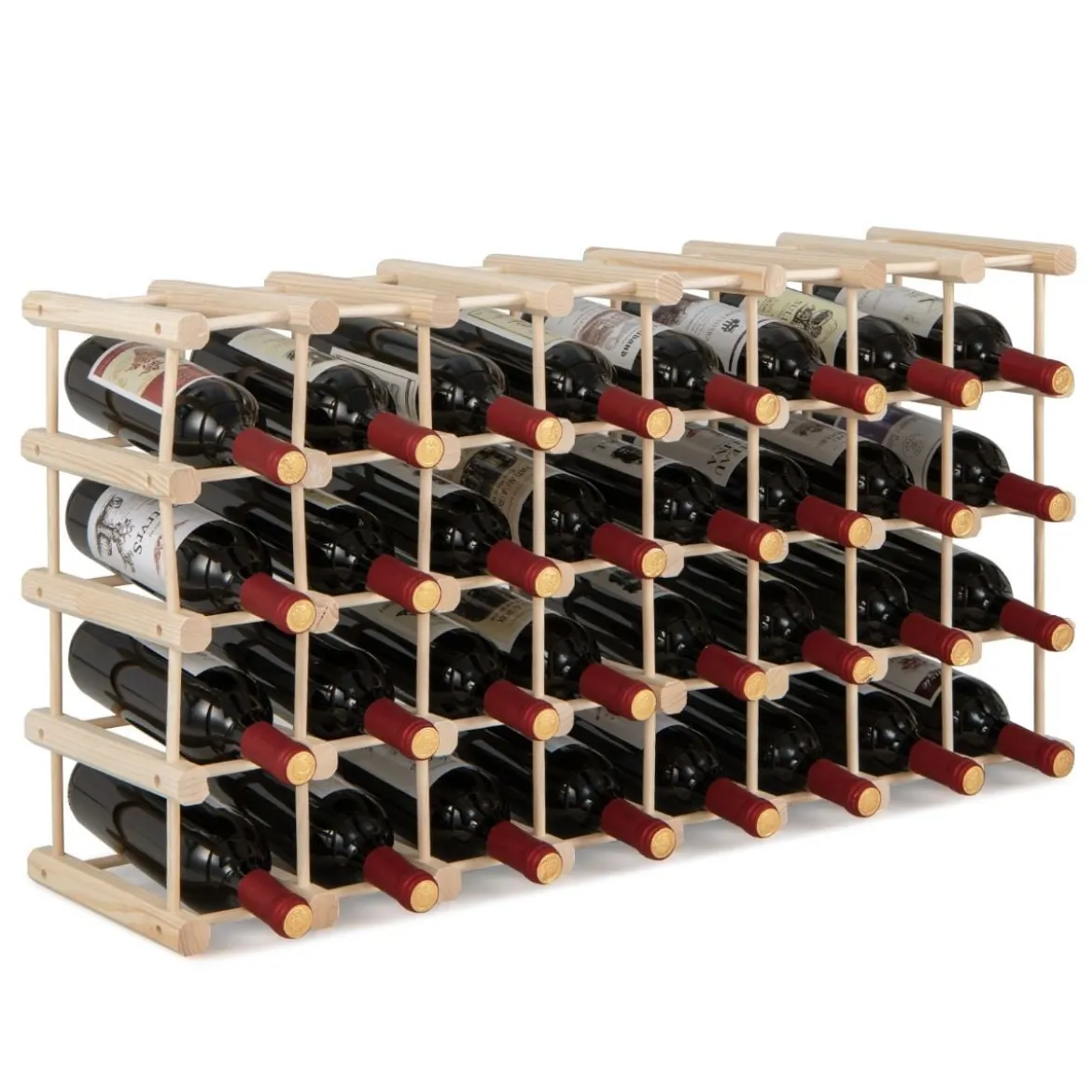 Weinregal aus Holz Flaschenständer Weinständer für 36 Flaschen Flaschenregal Weinflaschenhalter Natur