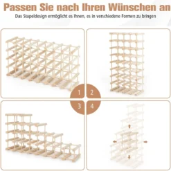 Weinregal aus Holz Flaschenständer Weinständer für 36 Flaschen Flaschenregal Weinflaschenhalter Natur