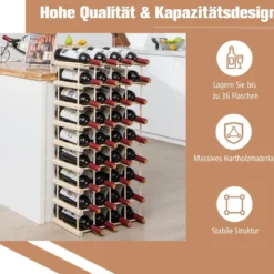 Weinregal aus Holz Flaschenständer Weinständer für 36 Flaschen Flaschenregal Weinflaschenhalter Natur