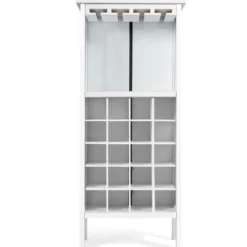Weinregal aus Holz für 20 Flaschen mit Glasaufhänger 42 x 24,5 x 96 cm Weiß