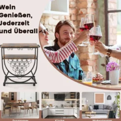 Weinregal Barwagen auf Rollen Servierwagen mit 2 Ablagen 83 x 40 x 83 cm