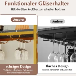 Weinregal für 21 Flaschen Freistehender Flaschenregal mit Glashalter und Tischplatte Weinständer Metall 93 x 38 x 102 cm Gold