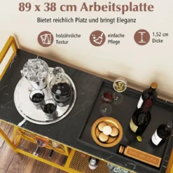 Weinregal für 21 Flaschen Freistehender Flaschenregal mit Glashalter und Tischplatte Weinständer Metall 93 x 38 x 102 cm Gold