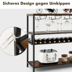 Weinschrank für 13 Weinflaschen mit 4 Reihen Glashalter Industrieller Barschrank mit Weinregal
